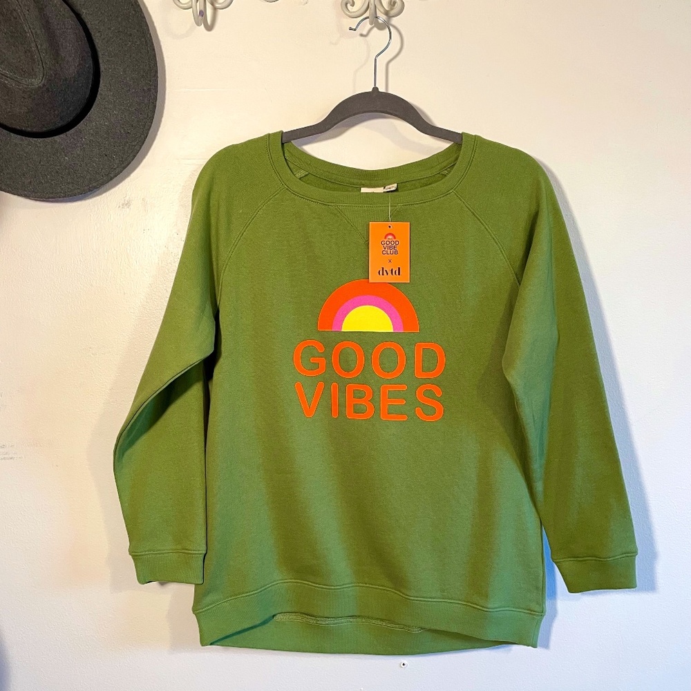 NWT Green Good Vibes Sweater